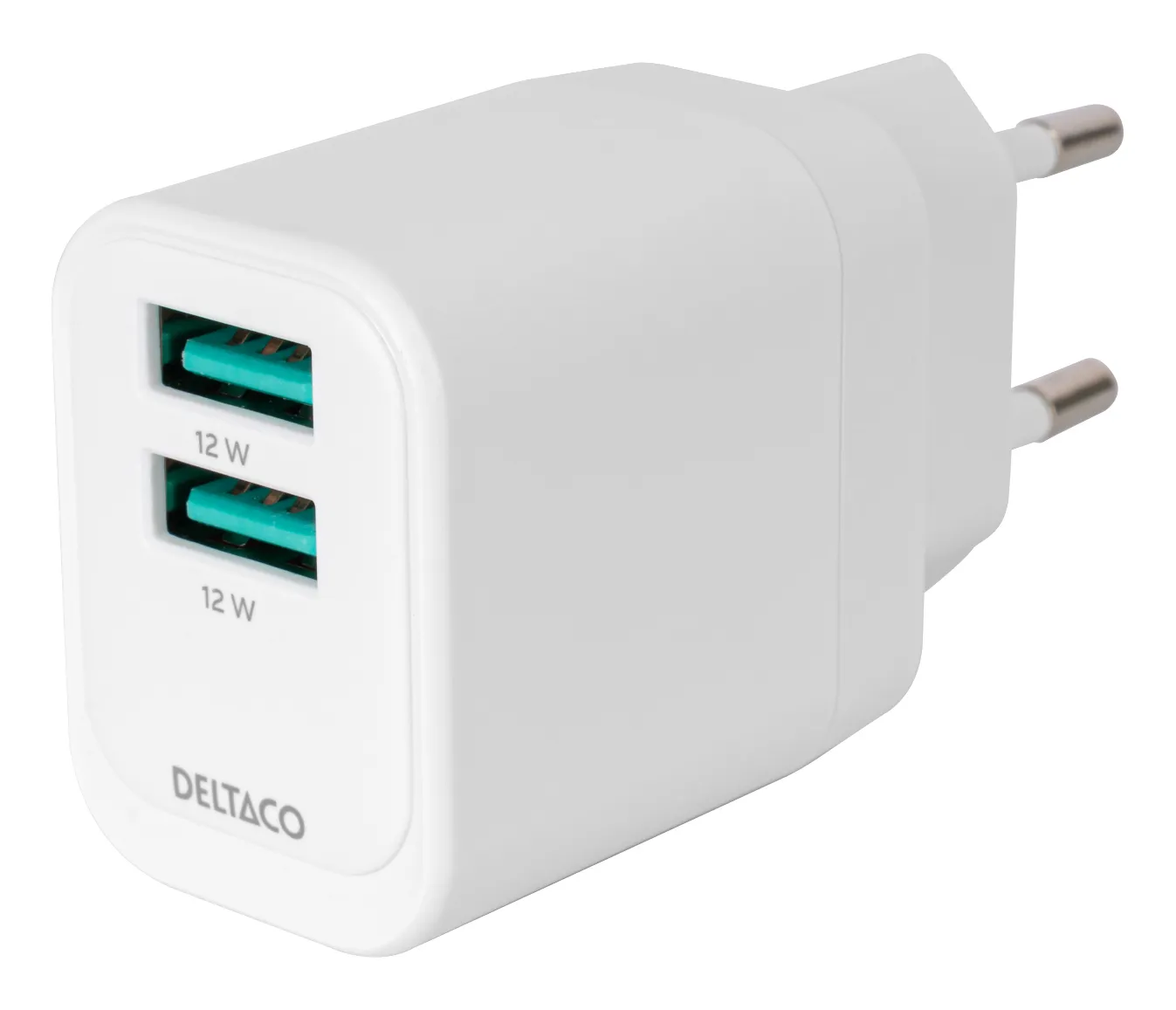 DELTACO USB-AC200 - Power adapter, white