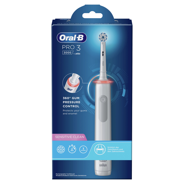 Oral-B PRO3 3000 - eltandborste, Gr&aring;, Vit