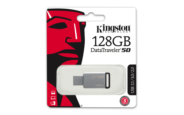 Kingston 128 GB DataTraveler 50 USB 3.0 - minne, Svart/Silver
