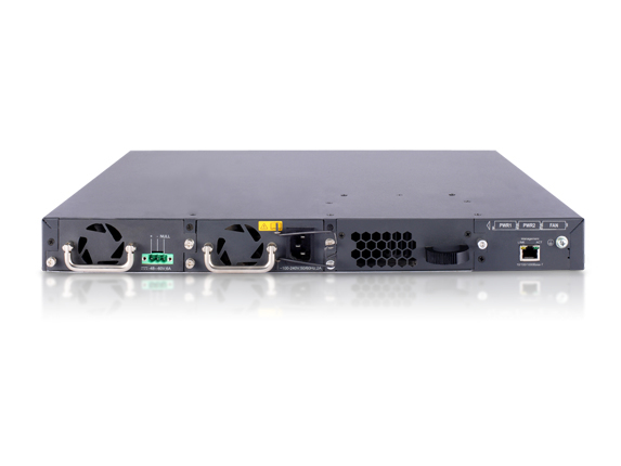 HPE 5800-24G-SFP Switch. 24 SFP fixed Gigabit Ethernet SFP ports, 1 extended module slot, 4 fixed 1000/10000 SFP+ ports. Routing/Switching capacity 208 Gbps. Su
