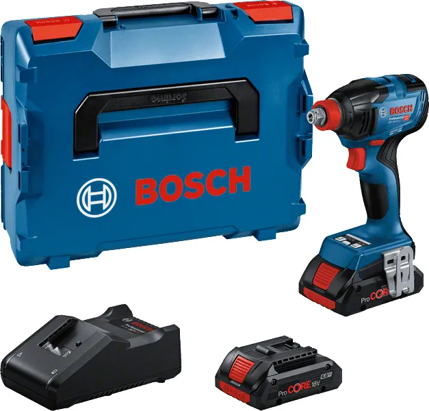 Bosch Cordless impact wrench GDX 18V-210 C Professional, 18V (blue/black, 2x Li-Ion battery ProCORE18V 4.0Ah, Bluetooth module, L-BOXX)
