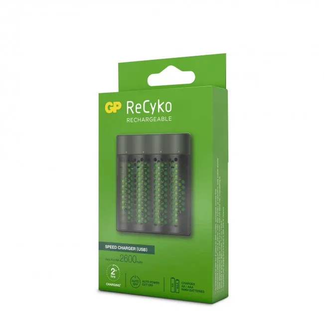 GP Speed Battery Charger 1-pack, includes 4 x AA 2600mAh Batteries
