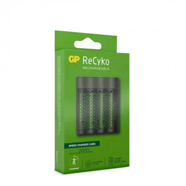 GP Speed Battery Charger 1-pack, includes 4 x AA 2600mAh Batteries