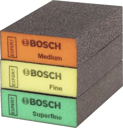 Bosch EXPERT S471 standard sanding block set, 3 pieces, sanding sponge (multicolored, 97 x 69 x 26mm)