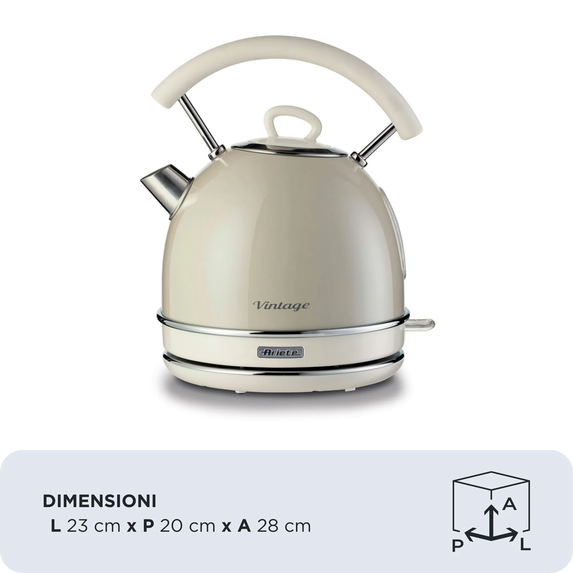 Ariete Vintage 2877CR kettle, 1.7L, 2000W, Beige