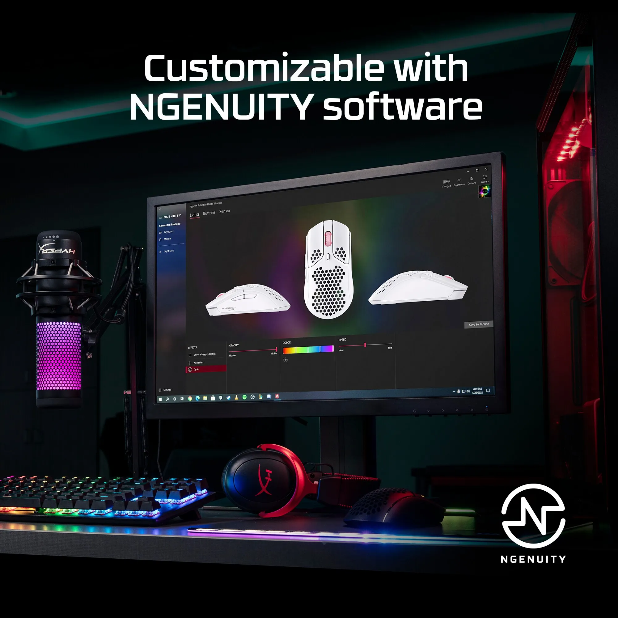 HyperX Pulsefire Haste - tr&aring;dl&ouml;s spemus, vit