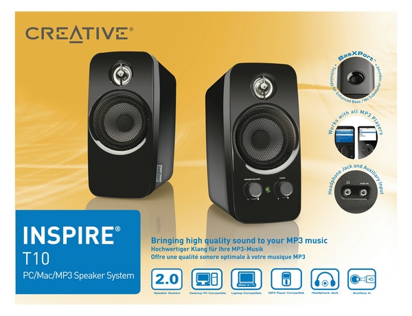 Creative Labs INSPIRE T10 2.0 Speaker  Black