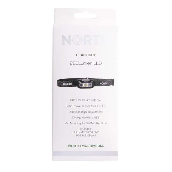NORTH Pannlampa 220Lumen Svart ca 75m Cree-Led (XPG2) Sensorkontroll