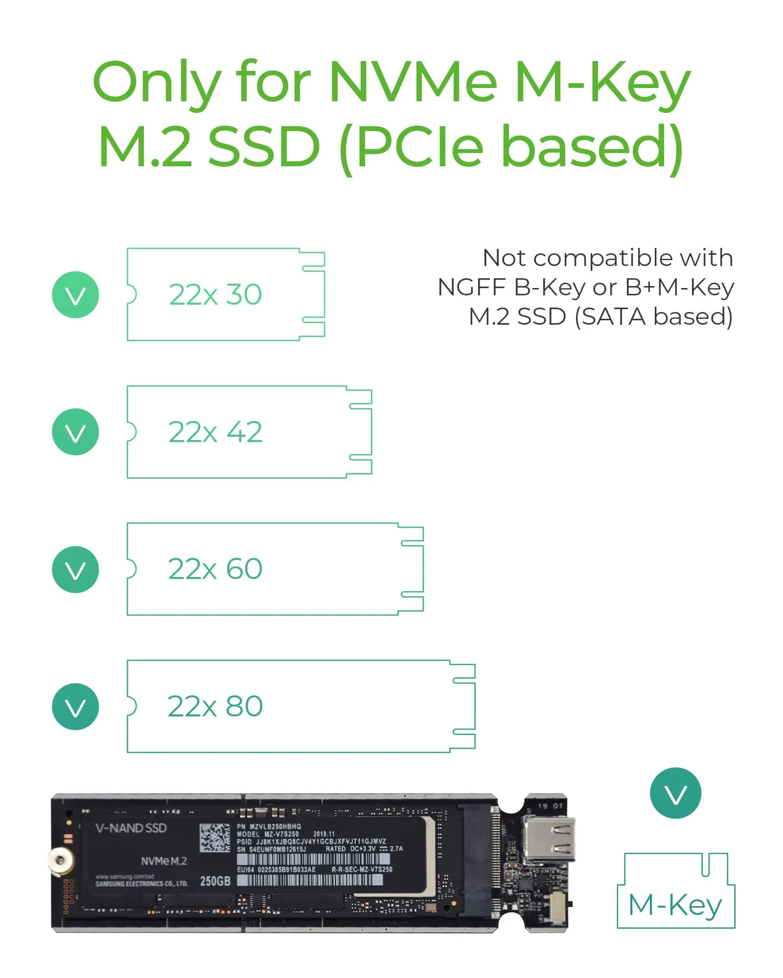 External Type-C aluminium enclosure for M.2 NVMe SSD