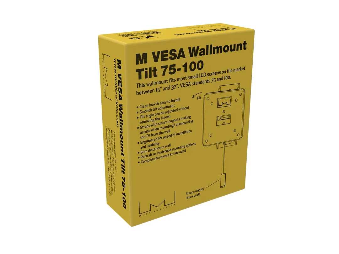 Multibrackets M VESA Wallmount Tilt - Wall mount tuotteelle LCD-n&auml;ytt&ouml; - musta -n&auml;yt&ouml;n koko: 14"-24"