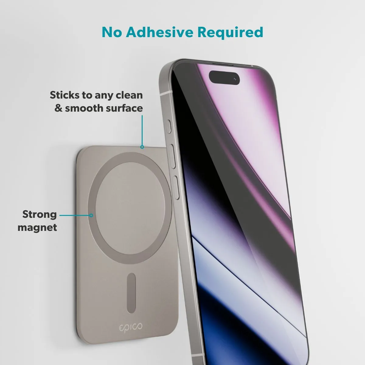 Epico Mag+ Suction Phone Holder MagSafe Compatible | Titanium | Versatile Use