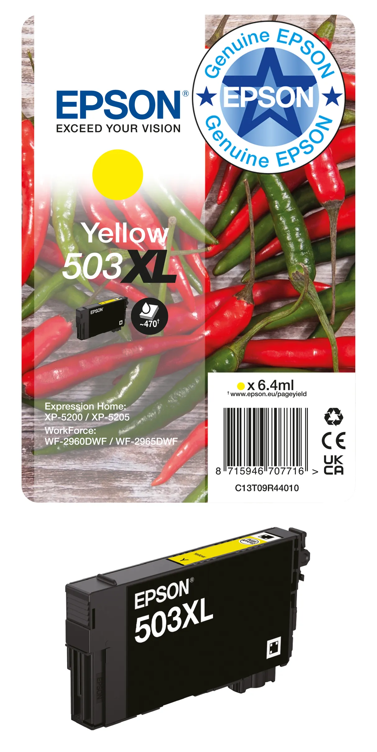 Epson 503XL C13T09R24020 XL-mustekasetti, 6.4 ml, syaani