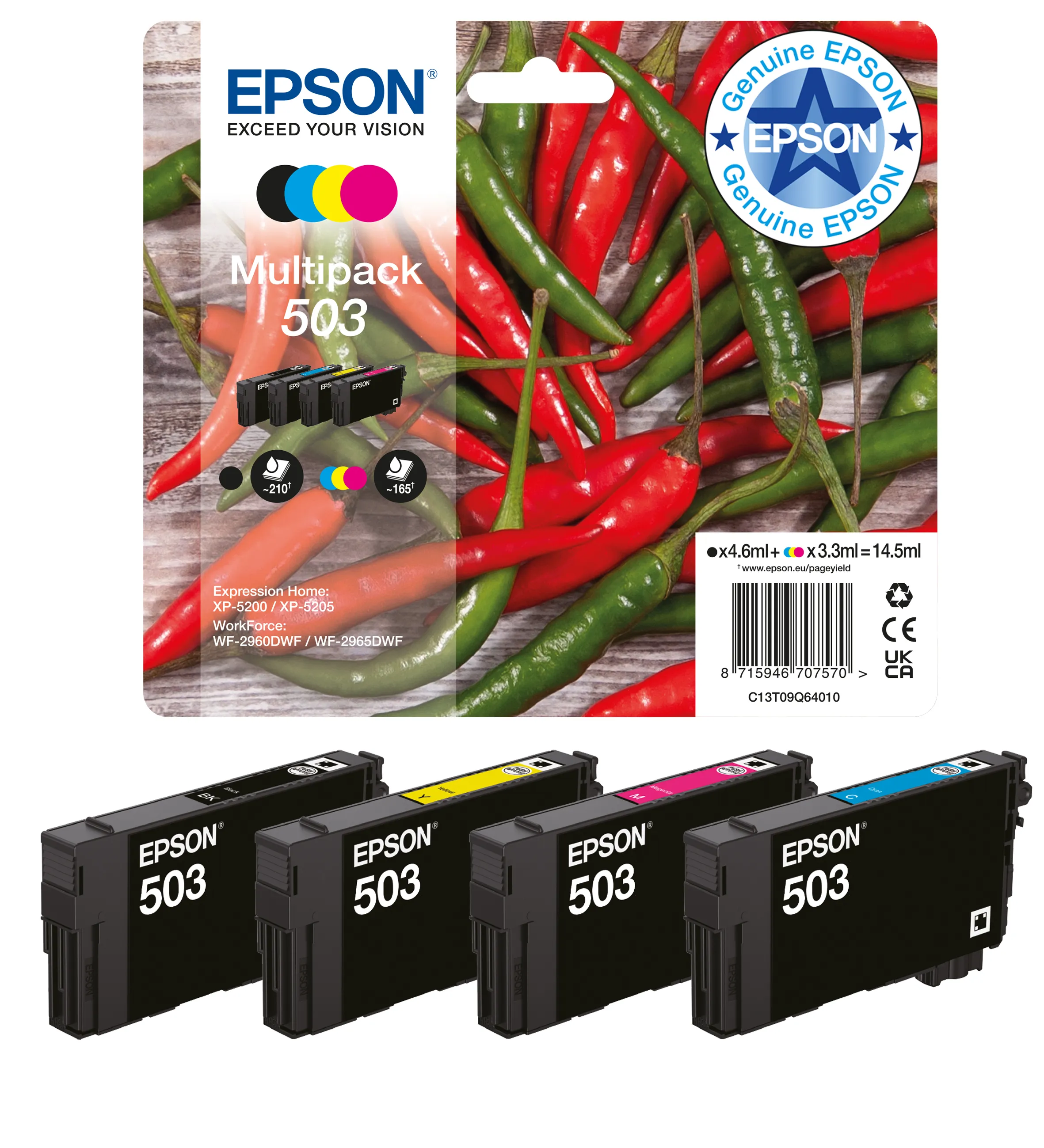 Epson 503XL C13T09R24020 XL-mustekasetti, 6.4 ml, syaani