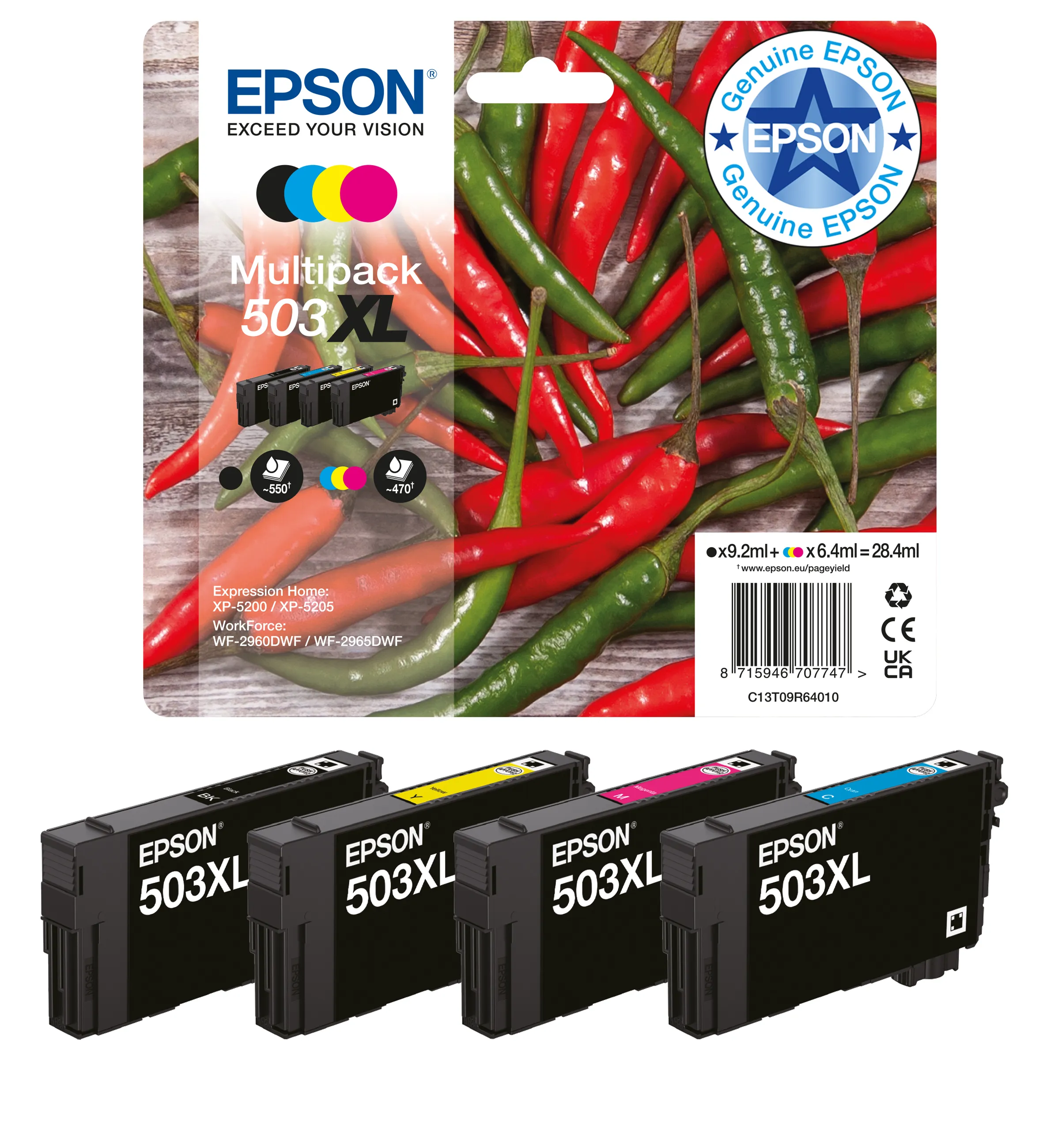 Epson 503XL C13T09R24020 XL-mustekasetti, 6.4 ml, syaani