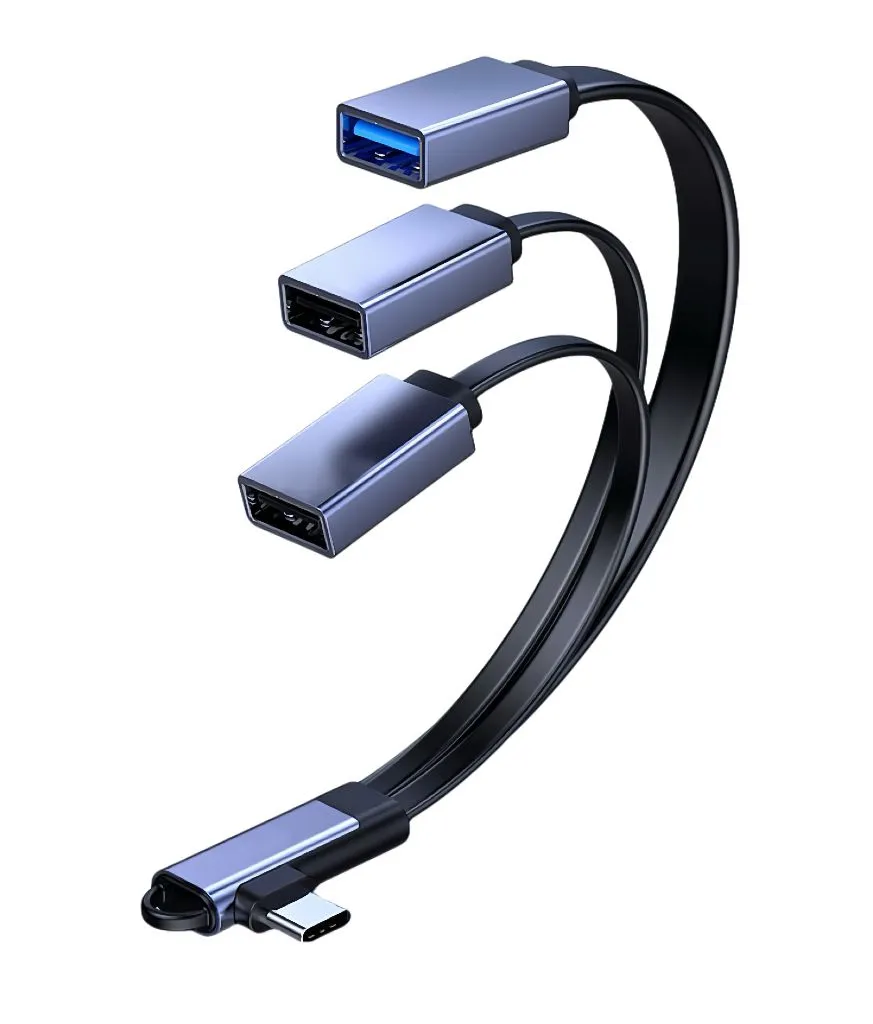 MICROCONNECT 3-porttinen USB-C &ndash; USB-A -jakaja, 12 cm, sininen