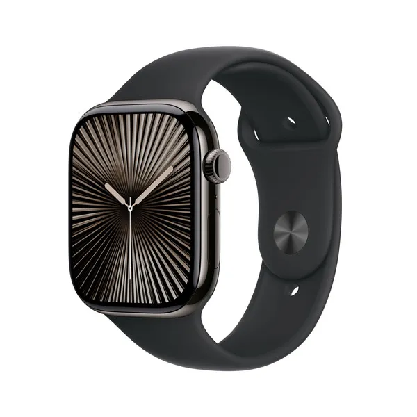 APPLE Watch Series 10 GPS + Cellular 46mm Slate Titanium Case with Black Sport Band - M/L