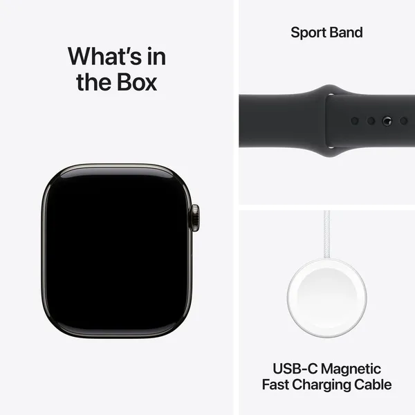 APPLE Watch Series 10 GPS + Cellular 46mm Slate Titanium Case with Black Sport Band - M/L