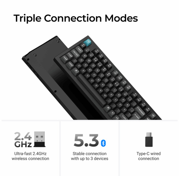 Keychron Q5 Ultra 8K Wireless Mechanical Gaming Keyboard, Silk POM Red, Black