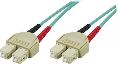 DELTACO kuitukaapeli, SC - SC, 50/125, OM3, duplex, multimode, 0,5m