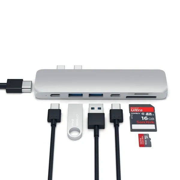 Satechi Aluminium USB-C Pro Hub -adapteri, Hopea