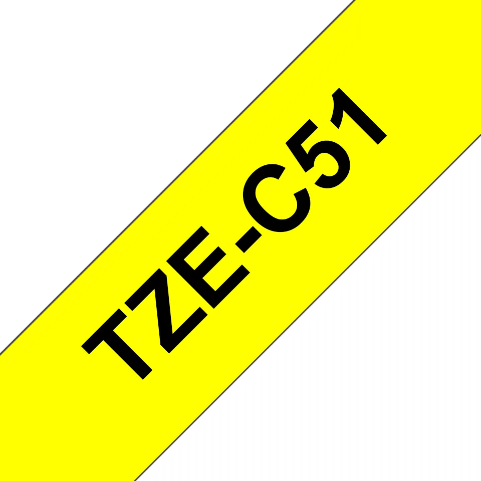 BROTHER TZEC51 tape cassette 24mm5m signal yellow black for P-touch 350 540 550 2400 2420 2450 2460 2480 2500 3600
