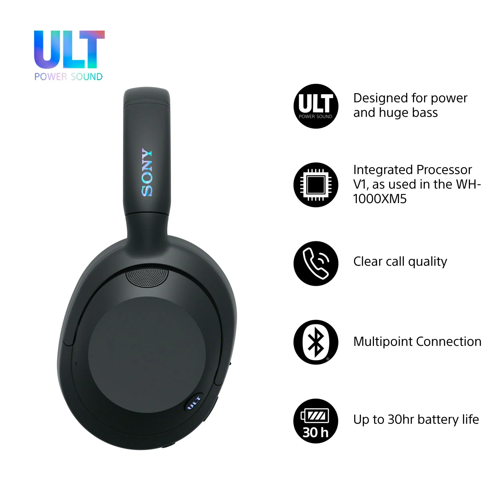 Sony ULT WEAR WH-ULT900N Wireless Over-ear Headphones, Black