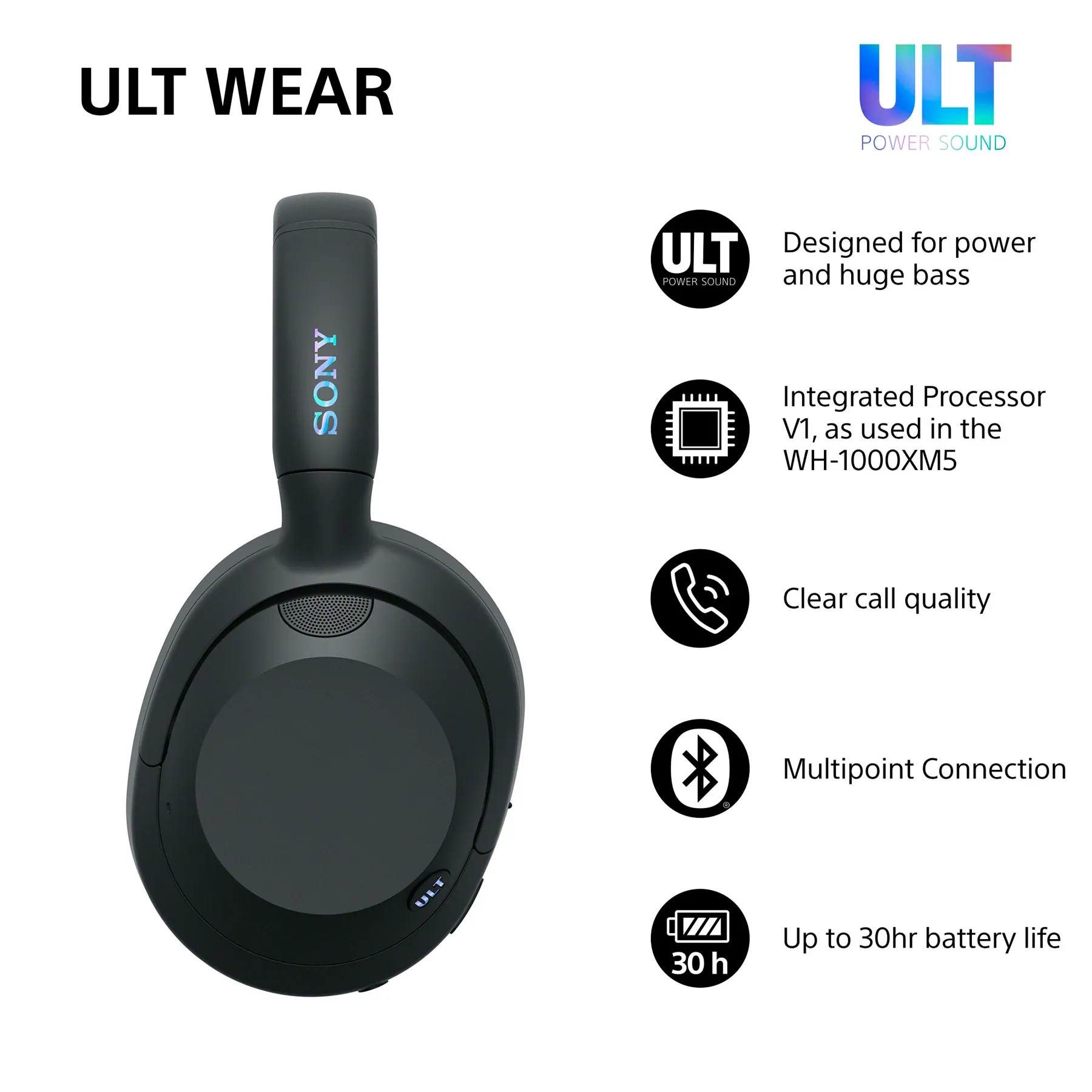 Sony ULT WEAR WH-ULT900N Wireless Over-ear Headphones, Black