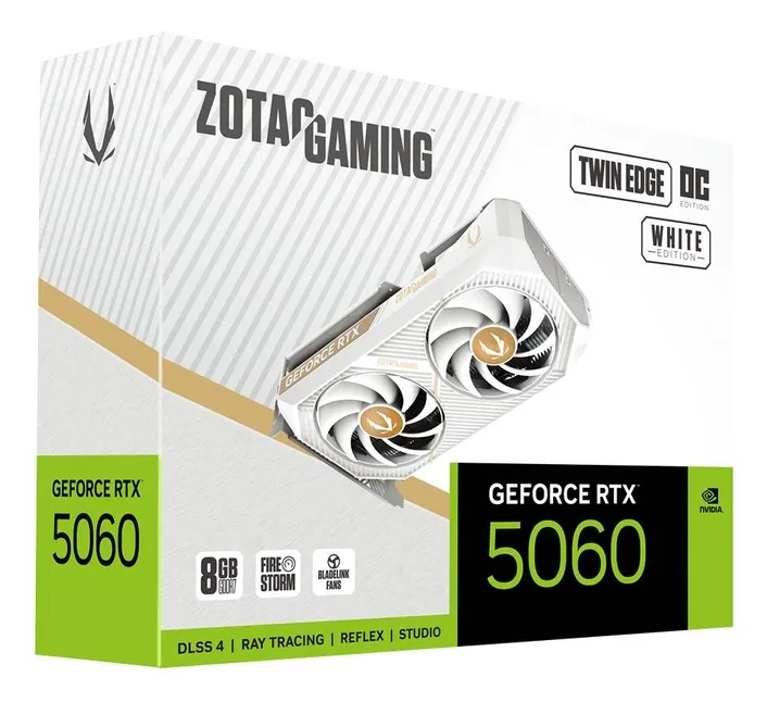 ZOTAC GeForce RTX 5060 Twin Edge White Edition 8 Gt OC -näytönohjain ZOTAC GeForce RTX 5060 Twin Edge White Edition 8 Gt OC -näytönohjain