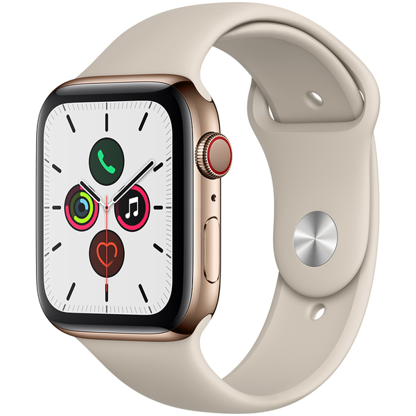 Apple Watch Series 5 GPS + Cellular, 44mm Gold Stainless Steel Case with Stone Sport Band