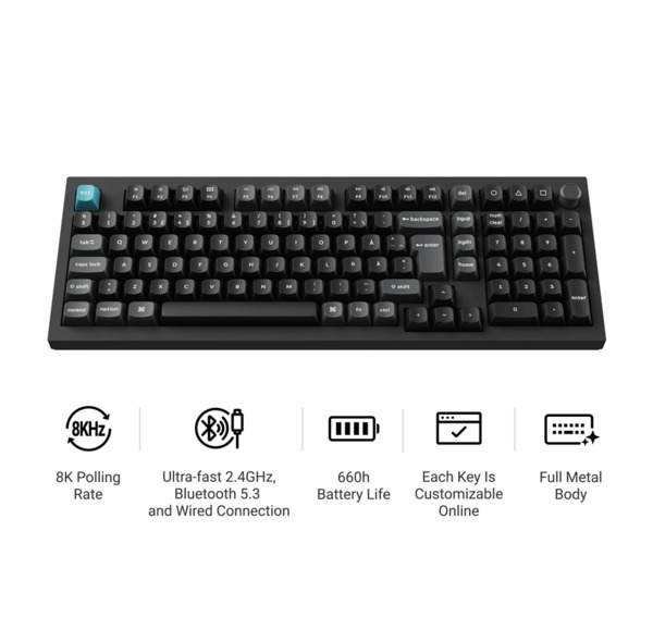 Keychron Q5 Ultra 8K Wireless Mechanical Gaming Keyboard, Silk POM Red, Black