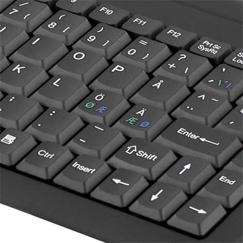 DELTACO minin&auml;pp&auml;imist&ouml; pohjoismainen layout, USB, 1,5m, musta