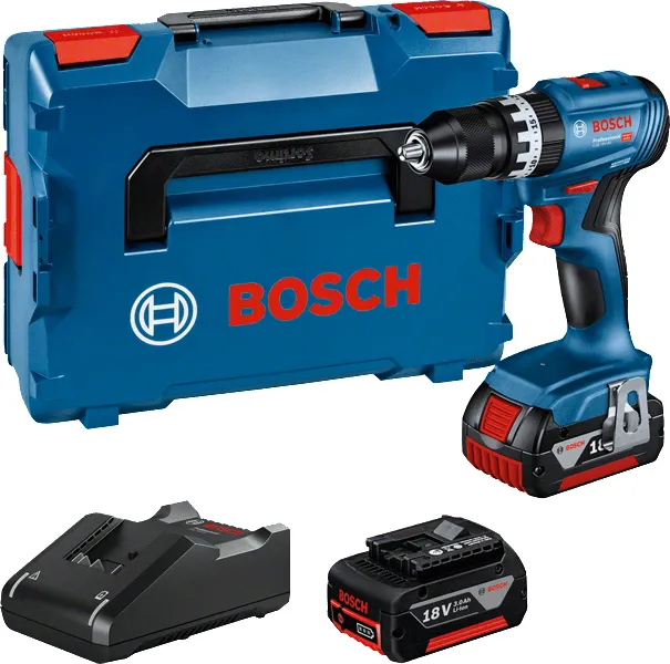 Bosch Cordless Impact Drill GSB 18V-45 Professional, 18V (blue/black, 2x Li-Ion battery 3.0Ah, in L-BOXX)