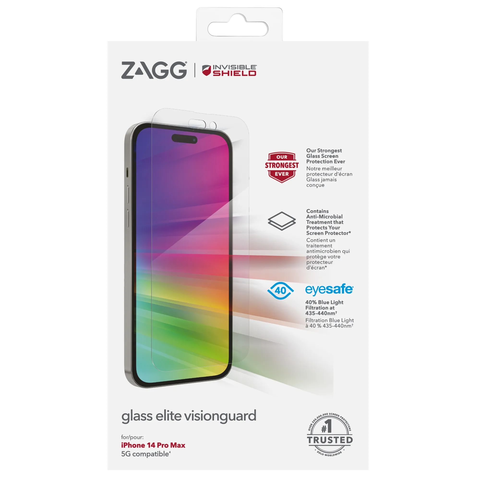 Zagg InvisibleShield Glass Elite VisionGuard, iPhone 14 Pro Max - Screen Glass
