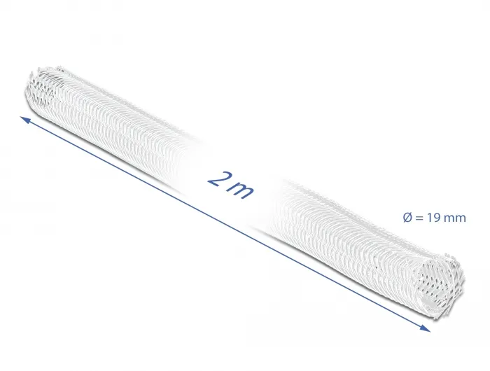 Delock Braided Sleeve self-closing 2 m x 19 mm white