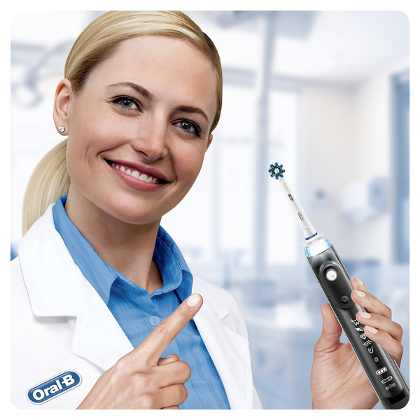 BRAUN S&Auml;HK&Ouml;HAMMASHARJA ORAL-B GENIUS 10100S musta. 15% tehokkaampi Genius. &Auml;yk&auml;s harjausj&auml;rjestelm&auml; Gum Guard -teknologialla, joka auttaa harjaamaan hammasl&auml;&auml;ri
