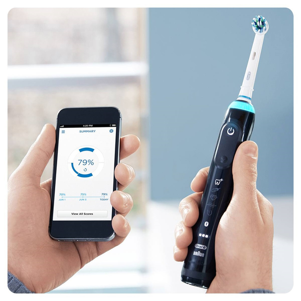 BRAUN S&Auml;HK&Ouml;HAMMASHARJA ORAL-B GENIUS 10100S musta. 15% tehokkaampi Genius. &Auml;yk&auml;s harjausj&auml;rjestelm&auml; Gum Guard -teknologialla, joka auttaa harjaamaan hammasl&auml;&auml;ri