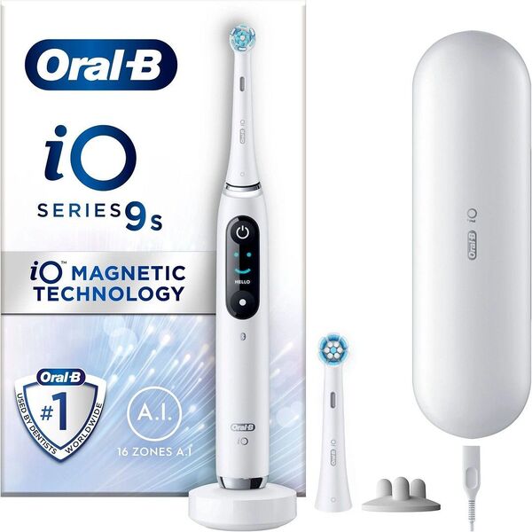 Braun Oral-B iO Series 9 Electric Toothbrush, White Alabaster