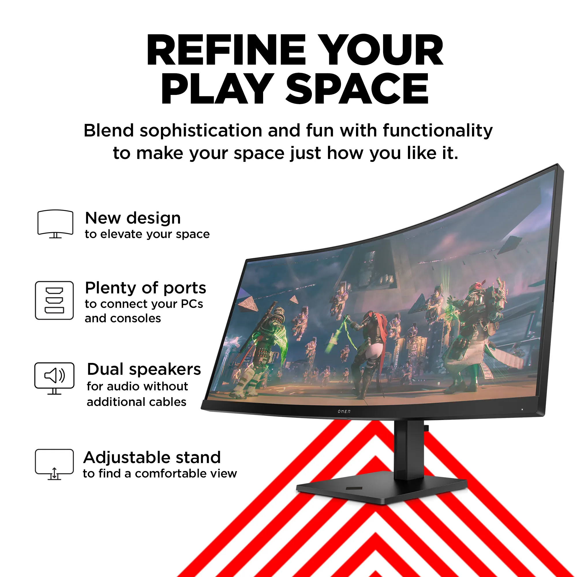 HP OMEN 34c Curved 34inch WQHD 21:9 HDR 165Hz 3000:1 400cd/m2 4ms DP 2xHDMI 2.0