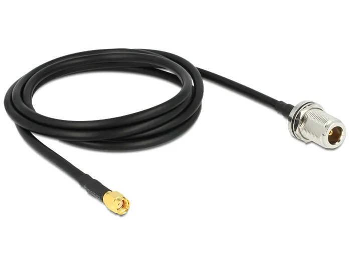 DeLOCK antennikaapeli, N naaras - RP SMA uros, 50Ohm, 1,5m, musta