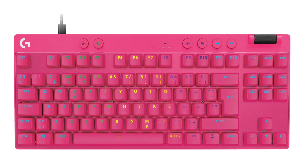 Logitech PRO X TKL RAPID mekaniskt speltangentbord, Magnetic Analog, rosa
