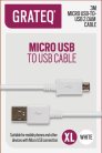 Grateq USB-A - Micro-USB - cable, 3m, White
