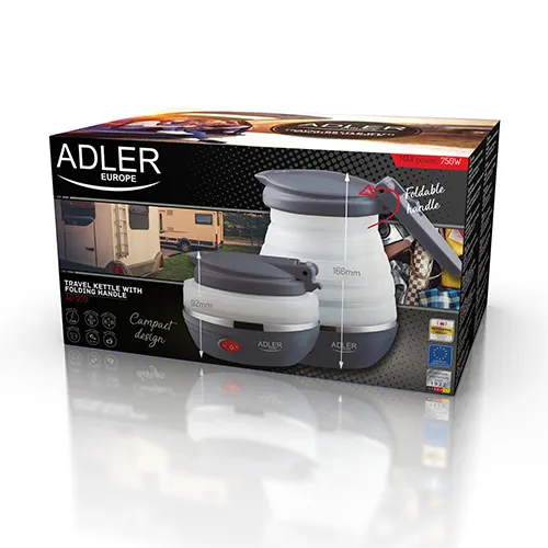 Adler AD 1279 vattenkokare, 0,6 l, 750 W, svart/vit