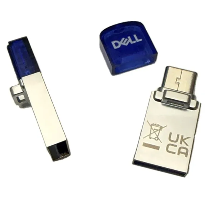 Dell Combo Flash Drive USB Type-A / USB Type-C USB 3.2 Gen 1 64GB memory stick, Blue/Silver