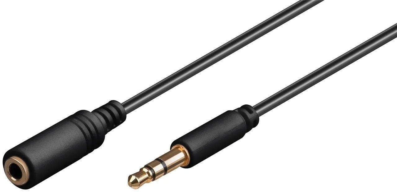 MicroConnect 3,5 mm kullattu audio -jatkokaapeli, 1,5 m, musta