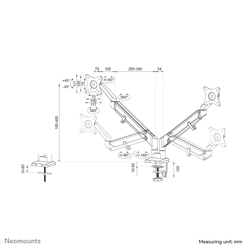 Neomounts by Newstar DS70-810BL2, skrivbordsf&auml;ste, 32&quot;, 9kg, svart