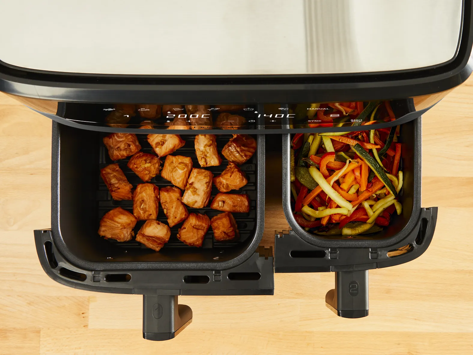 Tefal double hot air fryer Dual Easy Fry &amp; Grill (black, 2,700 watts, 2 baskets 5.2 liters + 3.1 liters)
