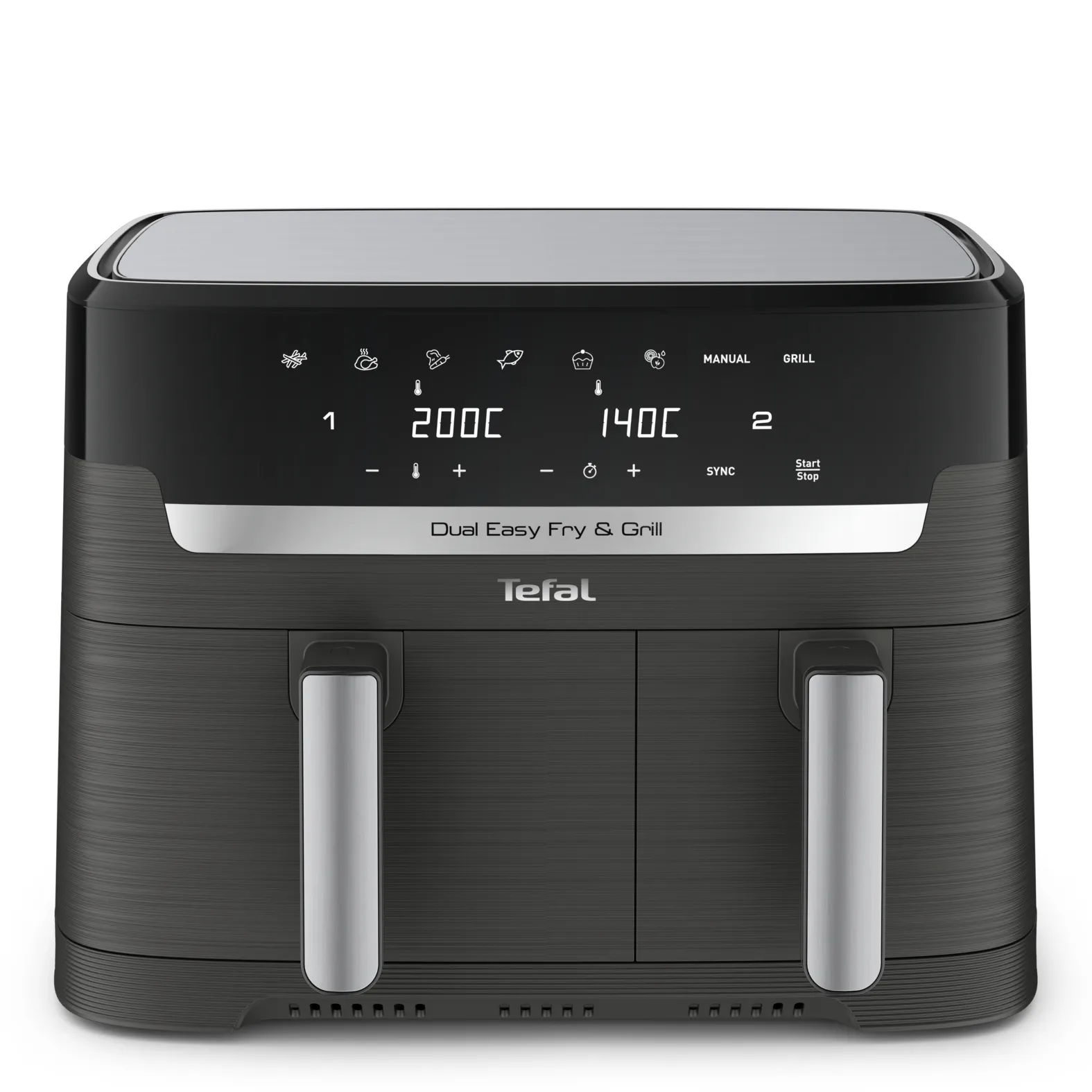 Tefal double hot air fryer Dual Easy Fry & Grill (black, 2,700 watts, 2 baskets 5.2 liters + 3.1 liters)