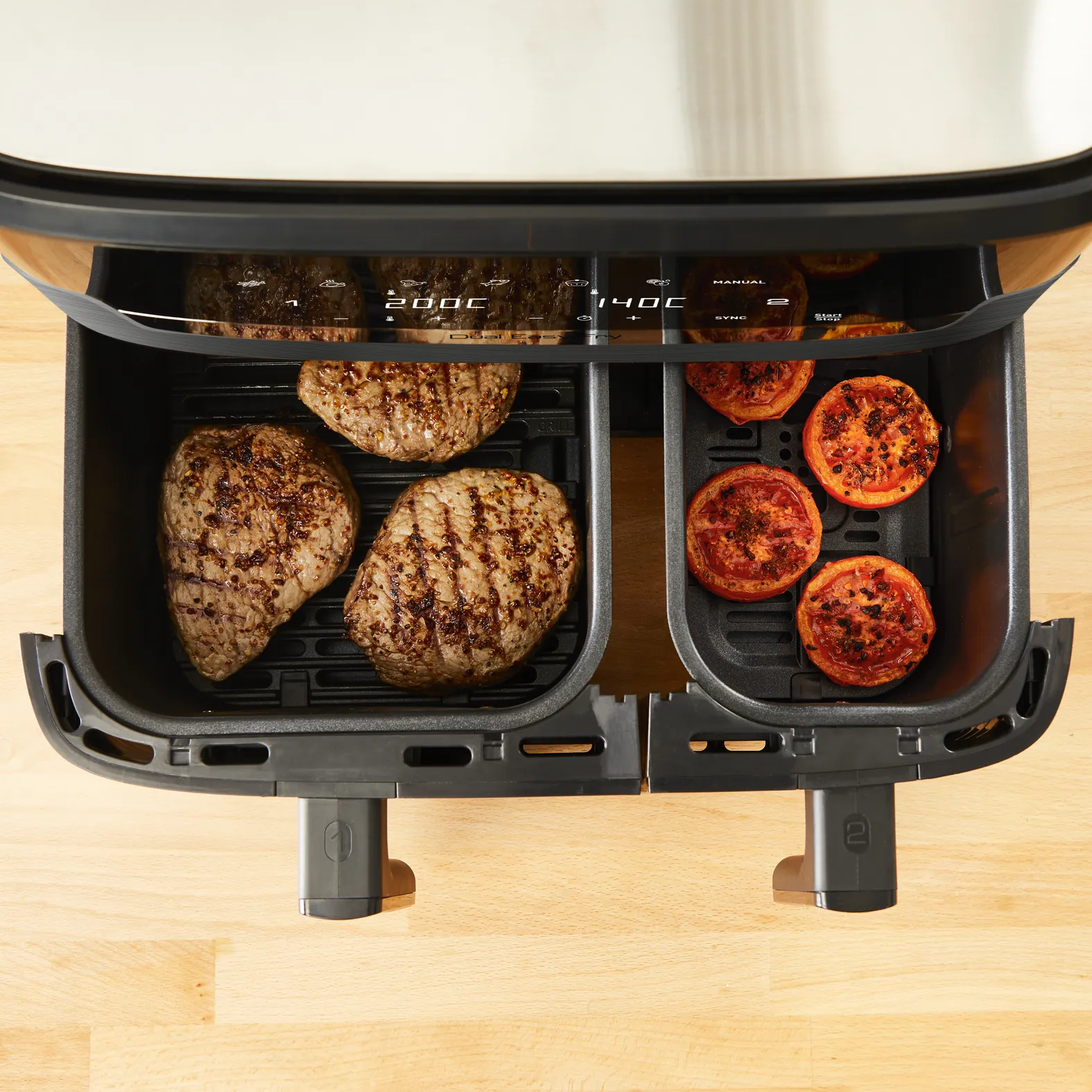 Tefal double hot air fryer Dual Easy Fry &amp; Grill (black, 2,700 watts, 2 baskets 5.2 liters + 3.1 liters)