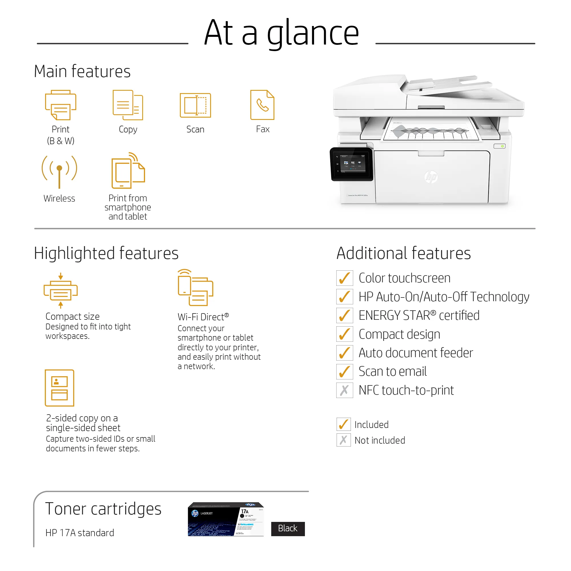 HP LaserJet Pro M130fw LAN/Wi-Fi, A4 - mono laser printer