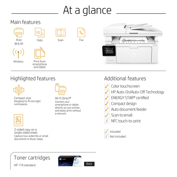 HP LaserJet Pro M130fw LAN/Wi-Fi, A4 - mono laser printer